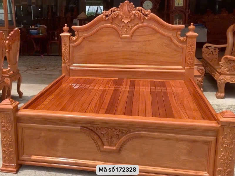 Nội thất giường ngủ gỗ nâu đỏ 172328