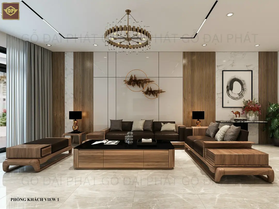 Bàn ghế gỗ phòng khách cao cấp, sang trọng với giá hấp dẫn