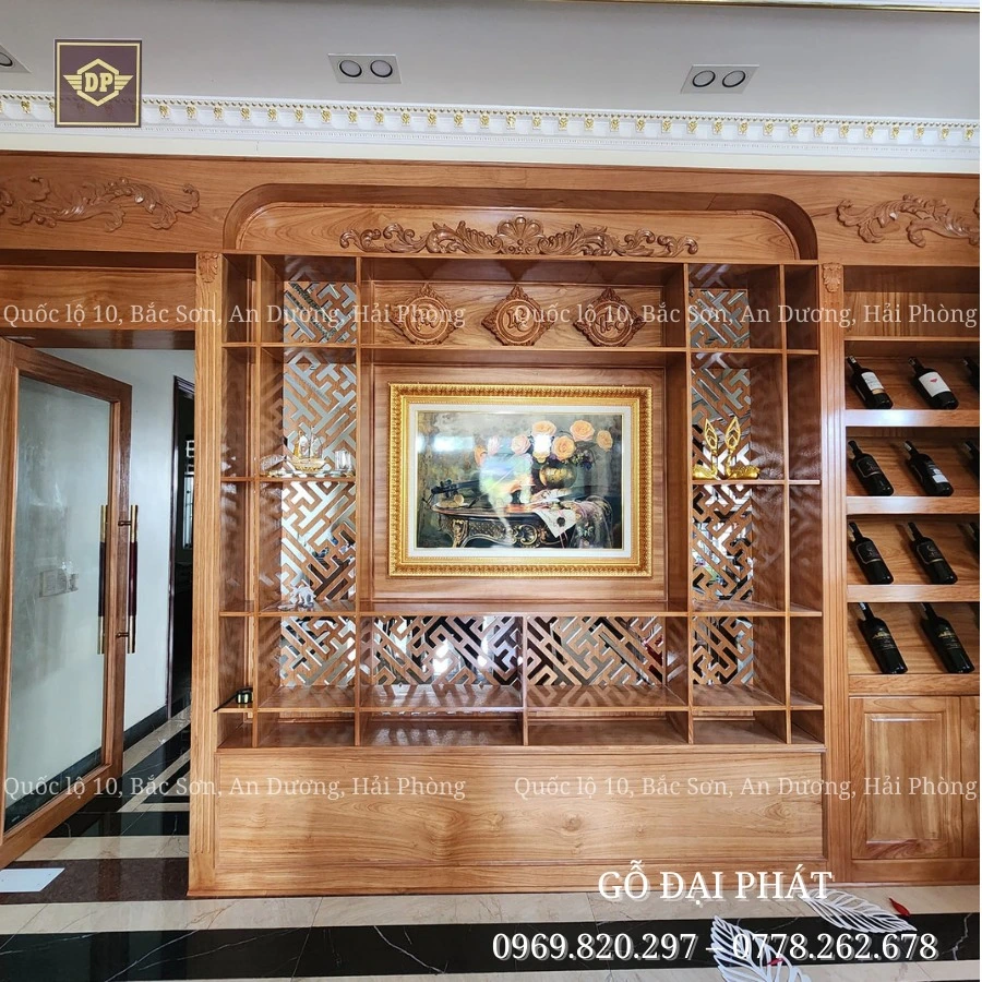 Mẫu vách ngăn phòng khách bằng gỗ hiện đại và sang trọng